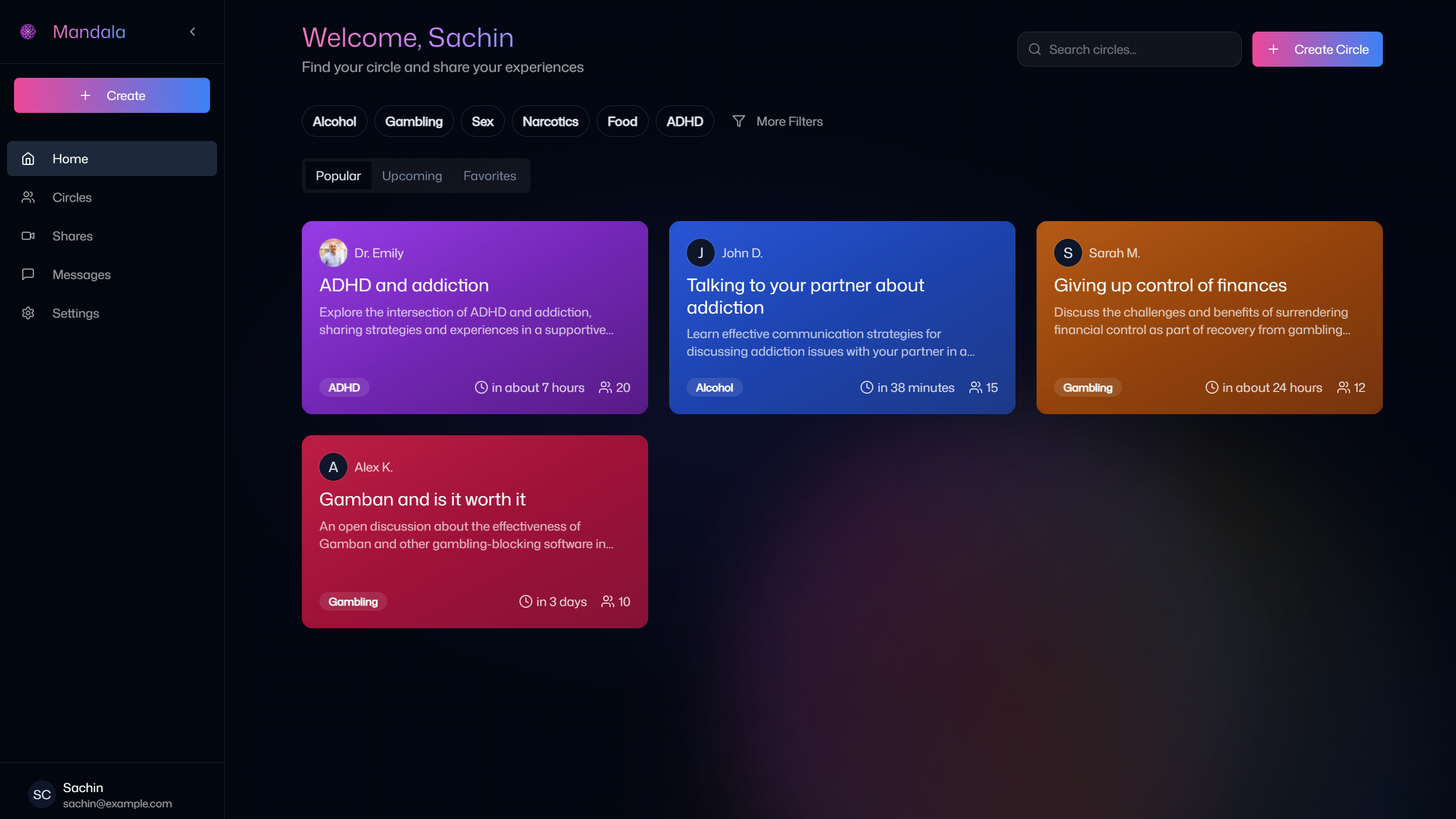Addiction support platform